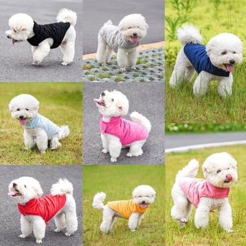 Solid Color Winter Warm Puppy Pet Jacket Dog Clothes Dogs Reversible Dog Coat Elastic French Bulldog Clothing