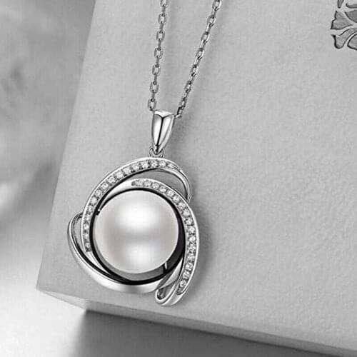 POpular Necklace White Pearl Gift Jewlery Pendant Silver Plated for Women Elegant Fine Gift