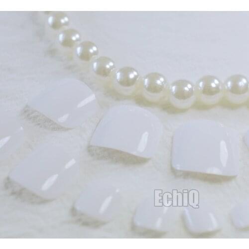 Simple False Toe Nails Pure White Lady Nails For Toe Full Wrap Nail Tips Makeup Salon Product 24Pcs Wt