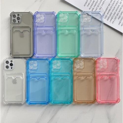 Transparent Shockproof Bumper Phone Case For iPhone 12 11 Pro Max 12 Mini 7 8 Plus X XR XS SE 2020 Card Slot Bag Soft TPU Cover