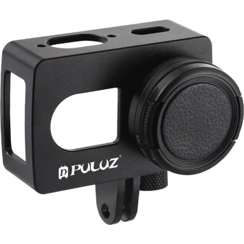 PULUZ Housing Shell CNC Aluminum Alloy Protective Cage with 37mm UV Lens for Xiaomi Xiaoyi II 4K Action Camera (Black)