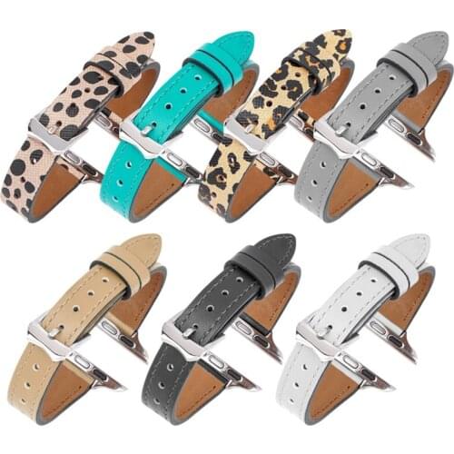 Leopard Genuine Leather Watch Strap for Apple Watch Series 6 SE 5 4 3 2 1 38mm 40mm 42mm 44mm on iwatch Watchband Bracelet