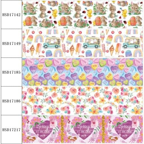 22MM 25MM 38MM 50MM 75mm Printed Pattern on Grosgrain Ribbon for diy ribbon