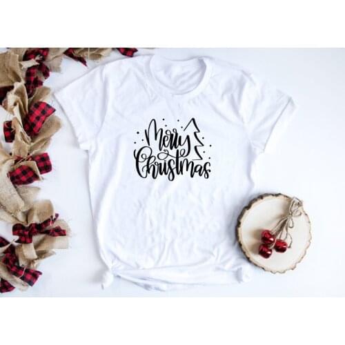 Merry Christmas Shirt Women Grunge Tumblr Goht Quote Tees Grunge Tree Graphic Slogan Cotton Casual Pretty Gift T-shirt