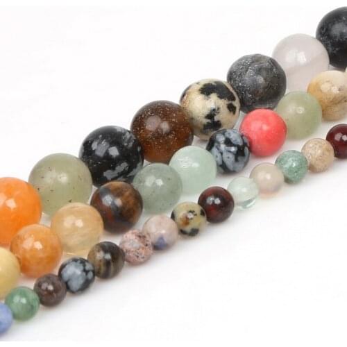 Most Popular 4mm 6mm Mixed Stone Round Ball Stone Beads Dyed 15" For DIY Bracelet Necklace Jewelry Making