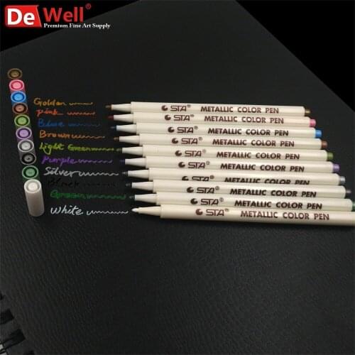 STA 10 Colors/Lot highlighter Metallic Marker Pen DIY Scrapbooking Crafts Art Markers Pen for Stationery School Art Supplies