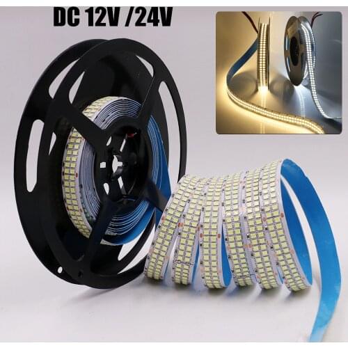 DC 12V / 24V SMD 2835 LED Strip Light Indoor Lighting Warm Cold White 240 480LEDs/m Flexible Tape Ribbon Led Light Strip 5m