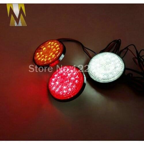Red Lens Round Red LED Reflectors Brake Light for Universal Motorcycle car truck high performance turn signal light tail light