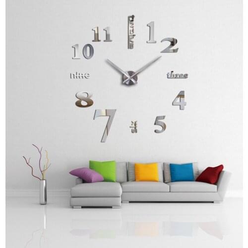 Affordable DIY mirror effect home decoration wall stickers Brief style still life quartz living room Affordable wall clock