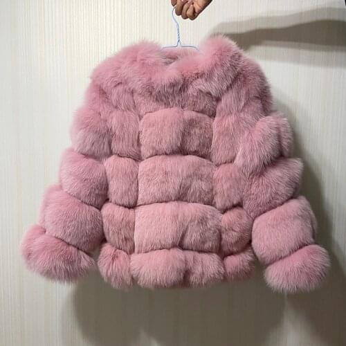 Women Soft Natural Real Fox Fur Jacket Coat Winter Warm Thick Full Pelt Long Sleeves Jacket Girls Casual Overcoat