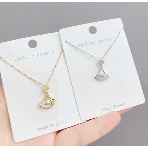 Womens Korean-Style Shell Elegant All-Match Zircon Necklace Ins Mori Style Small Skirt Clavicle Chain Pendant Ornament