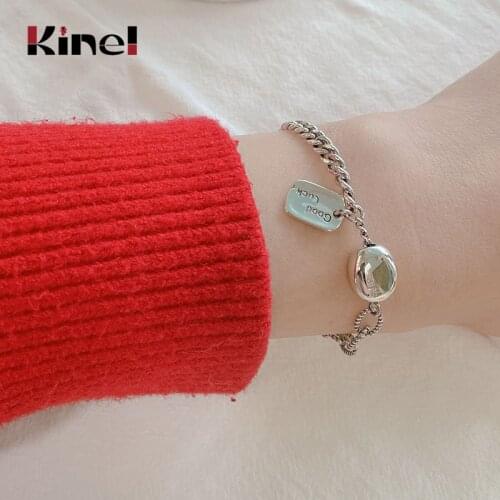 Kinel 925 Sterling Silver Vintage Handmade Luck Bracelet for Women Creative Design Thai Silver Elegant Birthday Jewelry Gifts