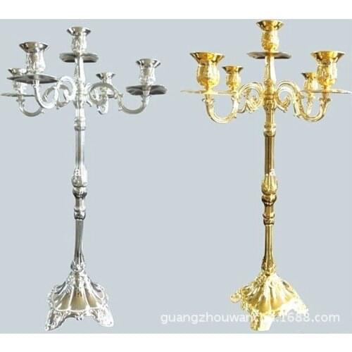 83cm height gold metal floor candelabra wedding centerpiece 5-arms candlestick candelabrum party supplies wholesale 12pcs/lot