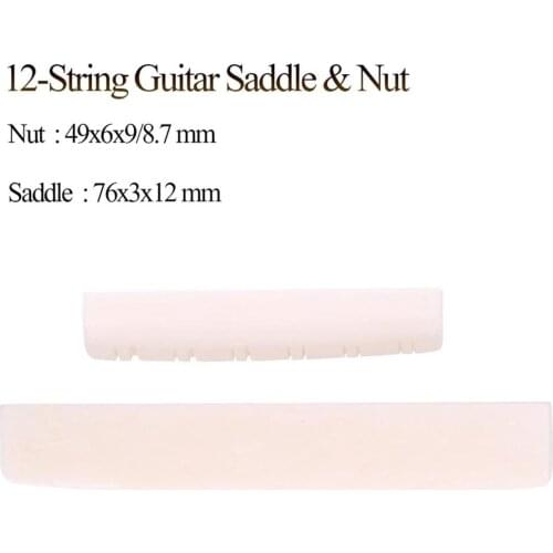 1 Set Bone Slotted Bridge Saddle Nut Material for 12 Strings Acoustic Guitar Replacement Parts Material Cattle bone