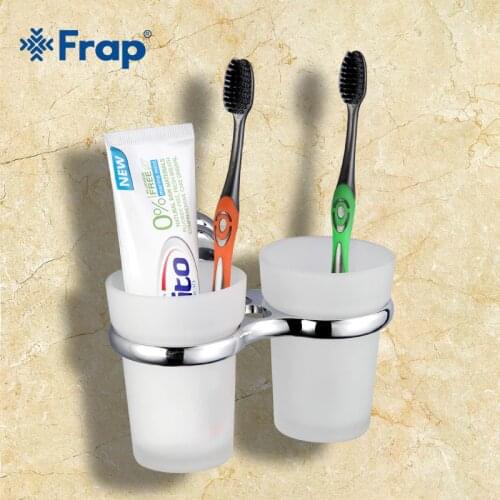 1 set High Quality Wall-mount Zinc alloy cup holder Glass cups Bathroom Accessories Double Toothbrush holder F1508