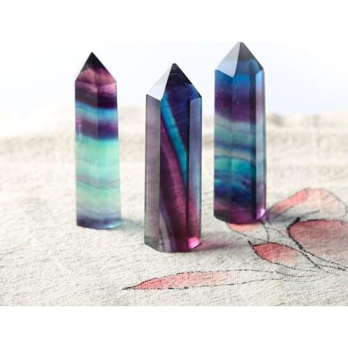 1PC Natural colored fluorspar hexagonal crystal point high quality home mineral nordic shelf home decoracion hogar moderno gift