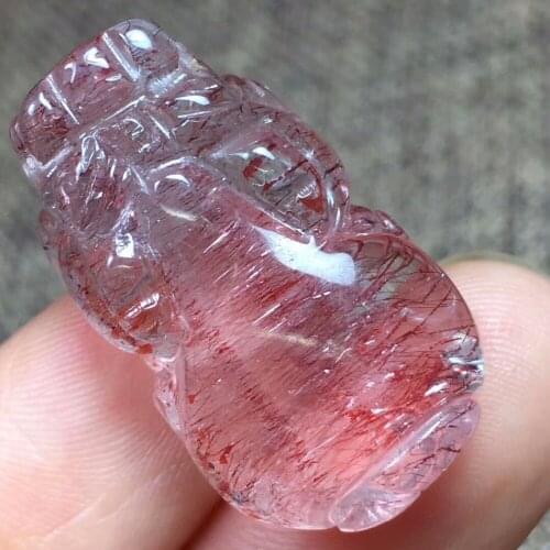 100% Natural Red Rutilated Quartz Crystal Women Men Powerful Super Seven 7 Necklace PI Xiu Shape Pendant 26x15x11mm AAAAA