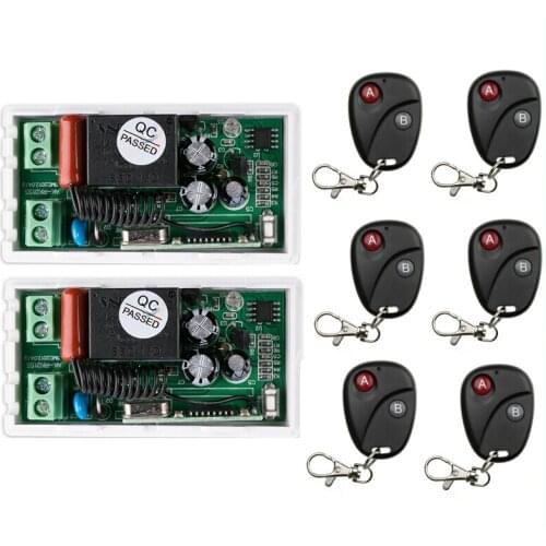 220 v 1 ch RF wireless remote control switch 2 receiver+6 transmitter self-lock 50m