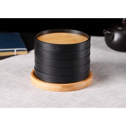 5PCS Round Bamboo wood Coasters Bowl Pad Placemats Table Padding Cup Mats Kitchen Decoration Accessories Heat Resistant
