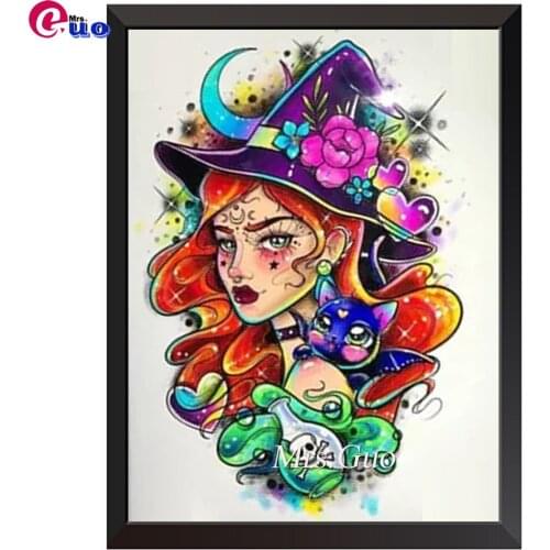 5D DIY Square/Round Diamond Painting Magic Girl Witch Cross Stitch Diamond Embroidery Mosaic Rhinestone Home Decor Children gift