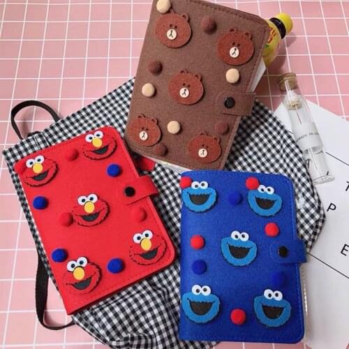 A6 cute bear Felt Shell Fabric Loose leaf Notebook Binder Spiral Notepad School Office 6 holes Journal Stationery Agenda Gift