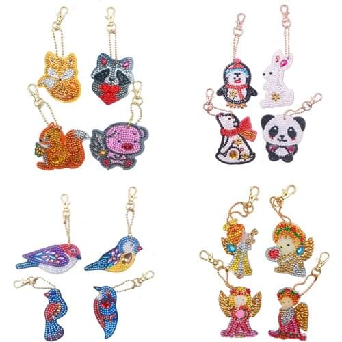 5D DIY Art Diamond Painting Animal and Angel Key Pendant Diamond Mosaic Full Embroidery Cross Stitch Home Decoration Gift