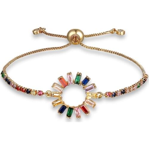 12 style Unique Design Stereoscopic Bracelet for Women Adjust Size Colorful CZ Charm Bracelets Chain Link Fashion Jewelry