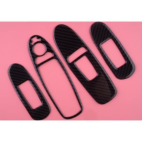 CITALL 4Pcs Carbon Fiber Car Window Switch Panel Cover Trim fit for Infiniti Q50 2014 2015 2016 2017 2018 2019