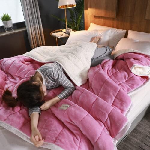 Fleece Blankets And Throws Adult Thick Warm Winter Blankets Home Super Soft Duvet Luxury Solid Blankets On Twin Bedding