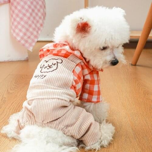 Plaid Print Pet Dog Jumpsuit Overalls For Small Animal French Bulldog Pug Pajamas Winter Autumn Puppy Cat Clothes Disfraz Perro
