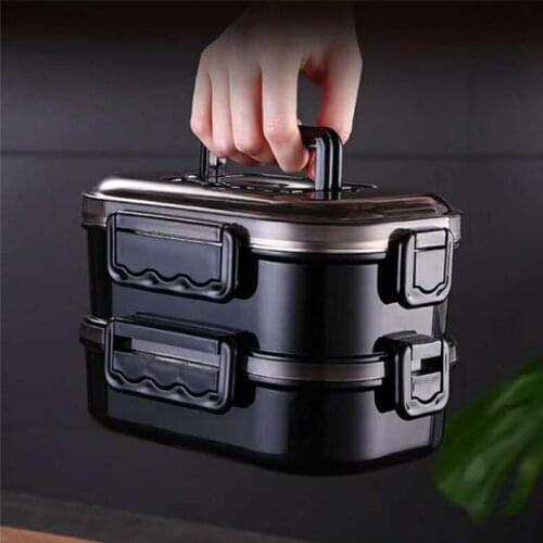 Black Portable 304 Stainless Steel Lunch Box Hot Japanese Style Compartment Bento Box Kitchen Leakproof Food Container ланч бокс