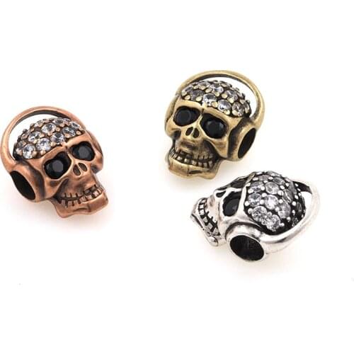 Cubic Zirconia Headphones Skull Spacer Beads, DIY Jewelry Making Bracelet Necklace Making Supplies 17.3x12.5x9.5MM