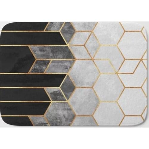 HOT Bathroom Rugs Pattern Rug Charcoal Hexagons Bath Mat Flannel Absorbent Non Slip Doormat for Entrance Door