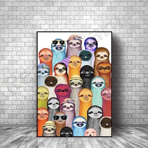 Cute sloth poster, funny sloth wall art, unique sloth decoration animal poster for lovers