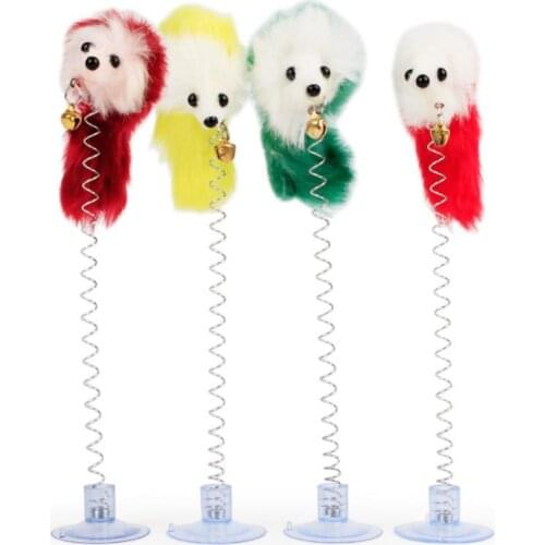 1PC Elastic Cat Feather Toy Set Bottom Sucker Pet Teaser Wand Toy For Kitten Cat Funny Exercise Interactive Playing Stick Spring