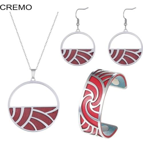 Cremo Earrings and Necklaces DIY Stainless Steel Bracelet Bangle For Women Femme Jewelry set Interchangeable Leather