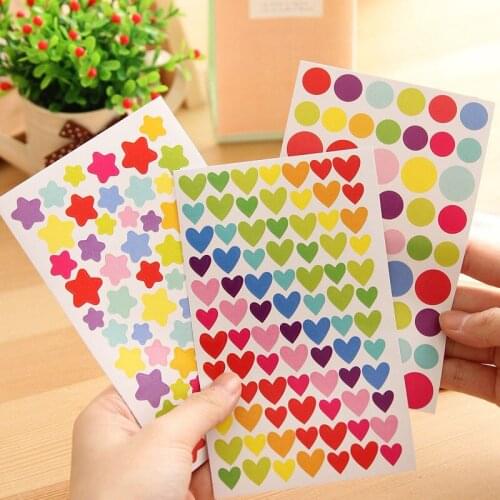 6 cute and colorful polka dot love five-pointed star stickers for photo album decoration cute stickers for scrapbooking