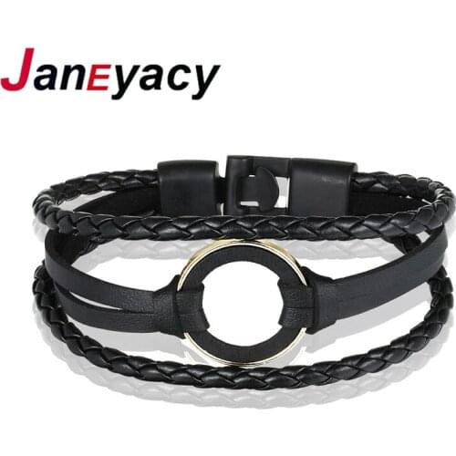 Janeyacy 2018 NEW Infinite Braided Mens Bracelet Round Wood Fashion Bracelet Mens Leather Bracelet Lady Pulseras Accessories