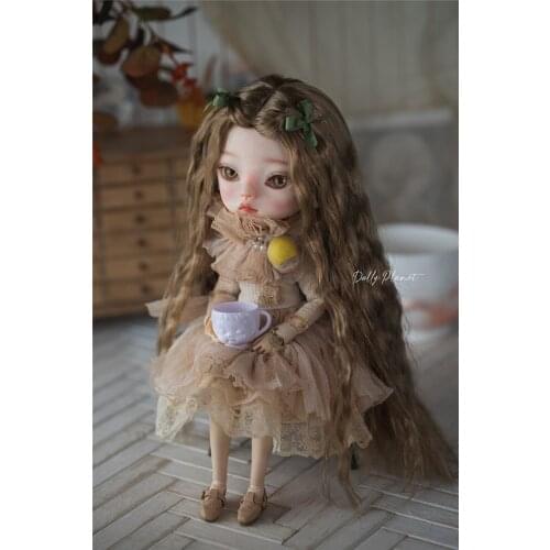 BJD wig suitable for 1/3 size wood brown super rose/soft silk long hair taco wig doll accessories