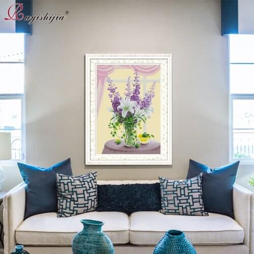 RUYISHIJIA Needlework lilac Purple Vase Paintings canvas cross stitch pattern cross-stitch kits cross-stitch sets flowers