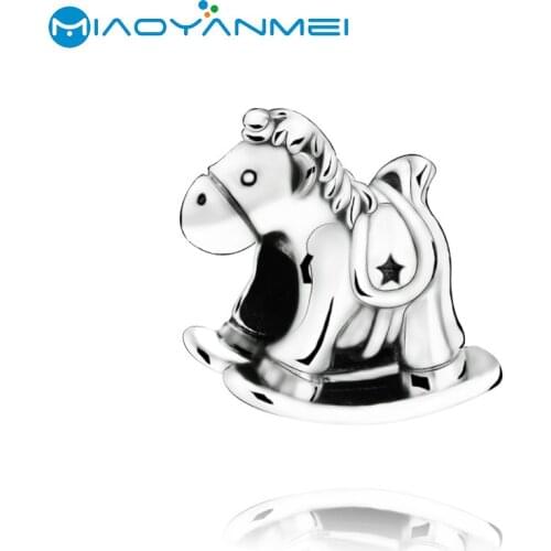 925 Sterling Silver Beads Fit Original Pandora Bracelets The Unicorn Rocking Horse Charm Women DIY Fashion Jewelry Gift