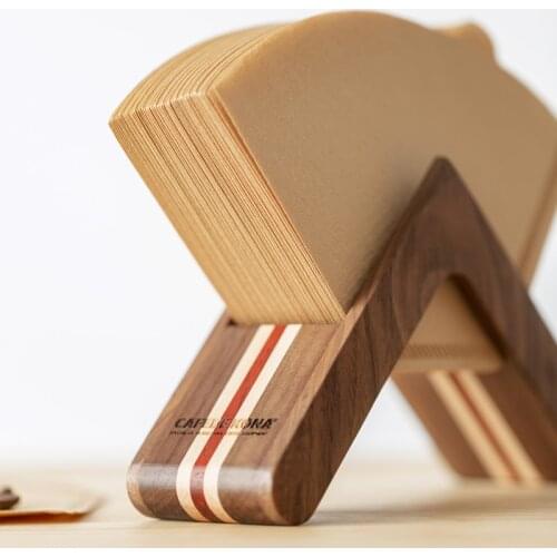 CAFEDEKONA Coffee filter paper storage rack Filter paper holder walnut coffee appliance suitable for a variety of filter paper