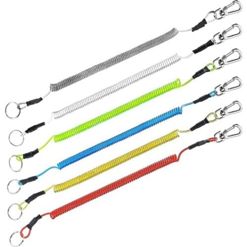 Safety Rope Wire Steel KeyChain Fishing T4 Coiled Lanyard Camping Secure Pliers Lip Grips 1.2m Max Stretch Fishing Tools