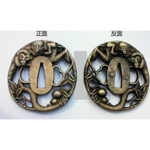 ALLOY GUARD TSUBA FOR JAPANESE SAMURAI SWORD KATANA ACCESSORY W/ Monkey