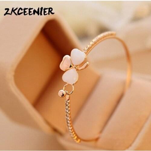 New Fashion Four-leaf Clover Bracelet Valentines Day Gift Gold Color Brand Bracelets Leaf Bracelet for Women Jewelry Wholesale