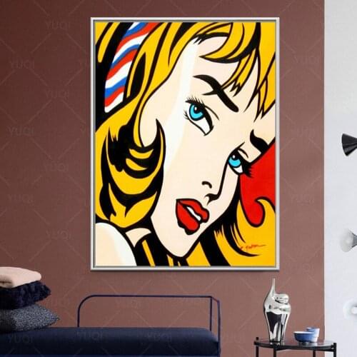 Roy Lichtenstein Pop Art Canvas Painting Abstract Art For Living Room Square Wall Pictures Canvas Prints