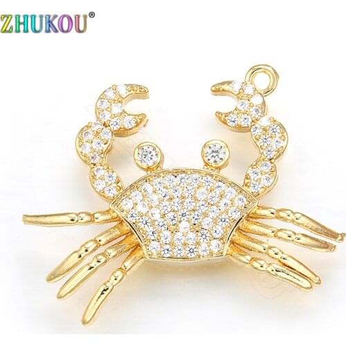 ZHUKOU 23x29mm Cute Crab Charms for women and Girls Necklace&Earrings Handmade Pendant jewelry accessories model:VD407
