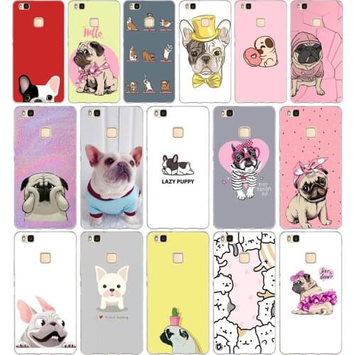 106AA Pug French Bulldog Soft TPU Case Cover For Huawei P8 P9 Lite 2017 Mate 10 20 Lite