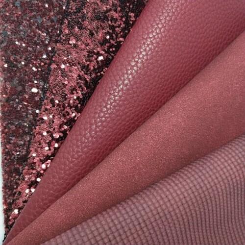 1PC 21X29CM Synthetic Letaher, Wine Glitter Leather and PU Leather For Making Bows and Other Accessories S164B