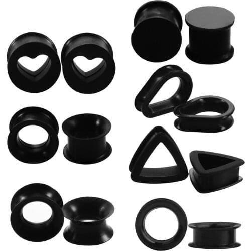 2pcs/lot Different Shape Silicone Double Flared Ear Plugs Flesh Tunnel Ear Gauge Expander Stretcher Ear Piercings Jewelry 4-22mm